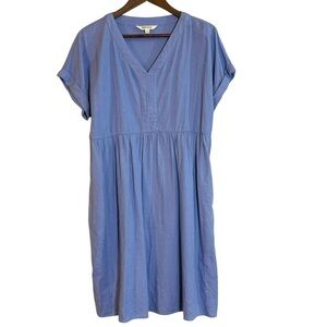 Briggs Women’s Linen Blend Shift Dress Blue Cottagecore Coquette Coastal Sz M
